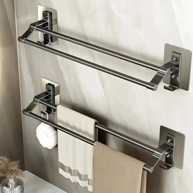 Wall Mounted Double Towel Bar 2 of 4