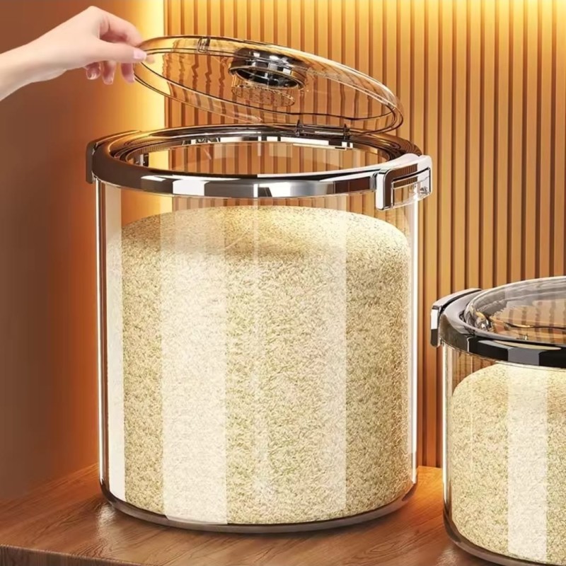 Acrylic Airtight Transparent Rice Bucket with Flip-Top Lid 4 of 5