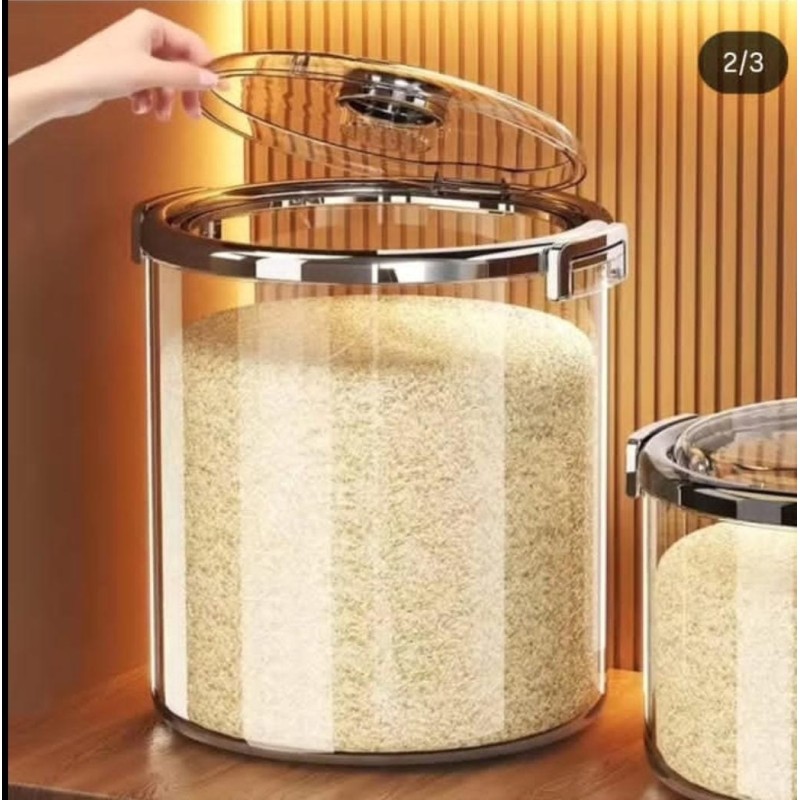 Acrylic Airtight Transparent Rice Bucket with Flip-Top Lid 3 of 5