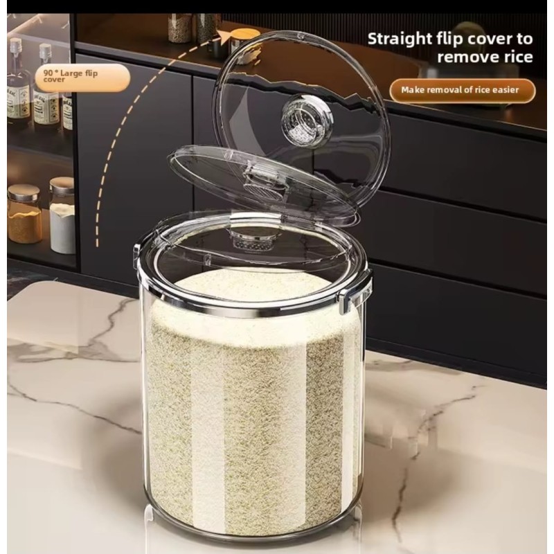 Acrylic Airtight Transparent Rice Bucket with Flip-Top Lid 5 of 5