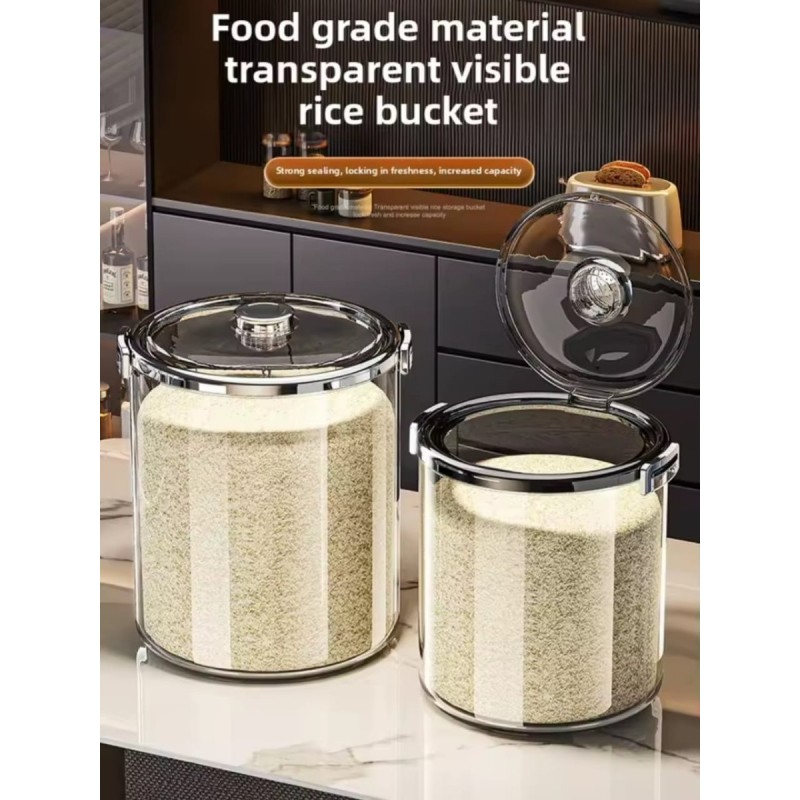 Acrylic Airtight Transparent Rice Bucket with Flip-Top Lid 2 of 5