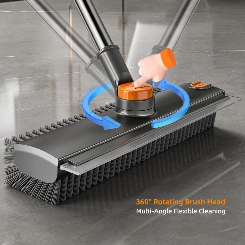 Premium Quality 3-in-1 Floor & Bathroom Cleaning Brush with Built-in Scraper/Squeegee & Clip 6 of 6