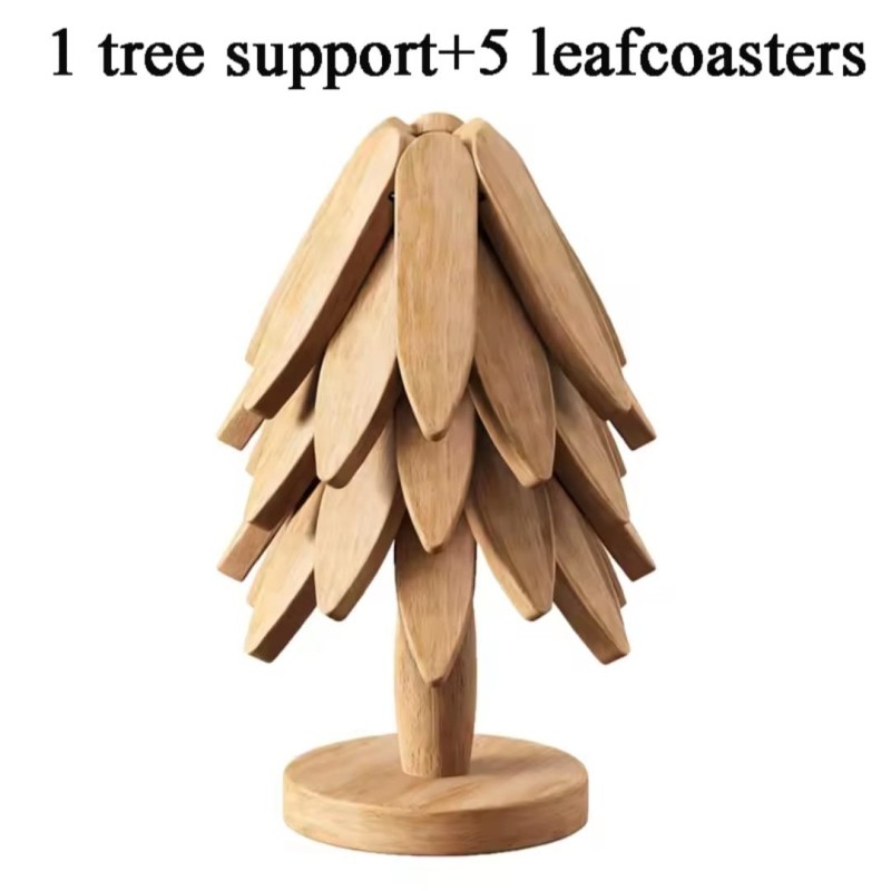 Heat resistant wooden tree shaped table/pot mat. 2 of 4