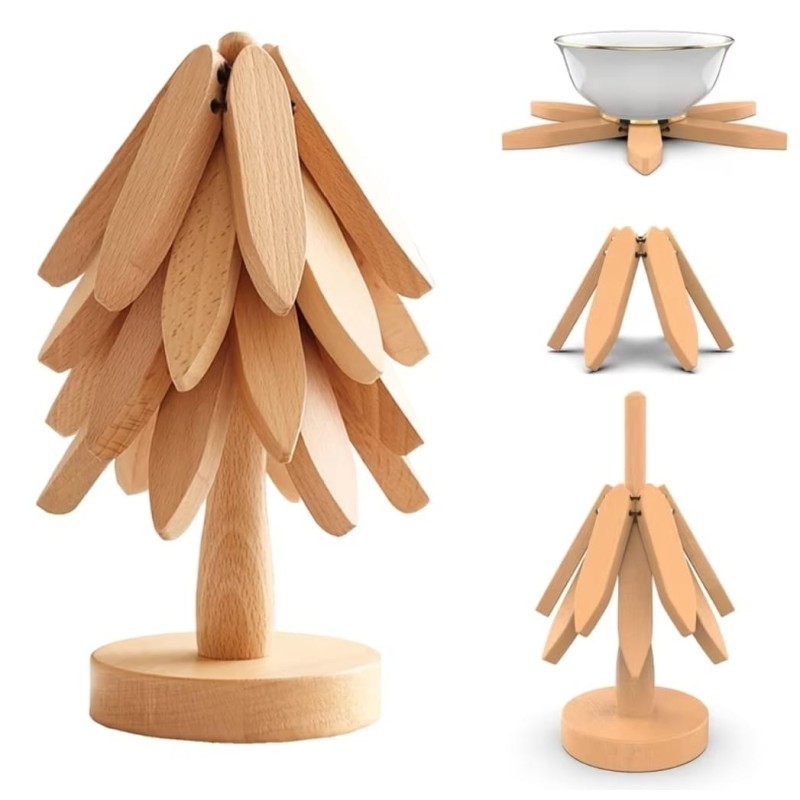 Heat resistant wooden tree shaped table/pot mat. 3 of 4