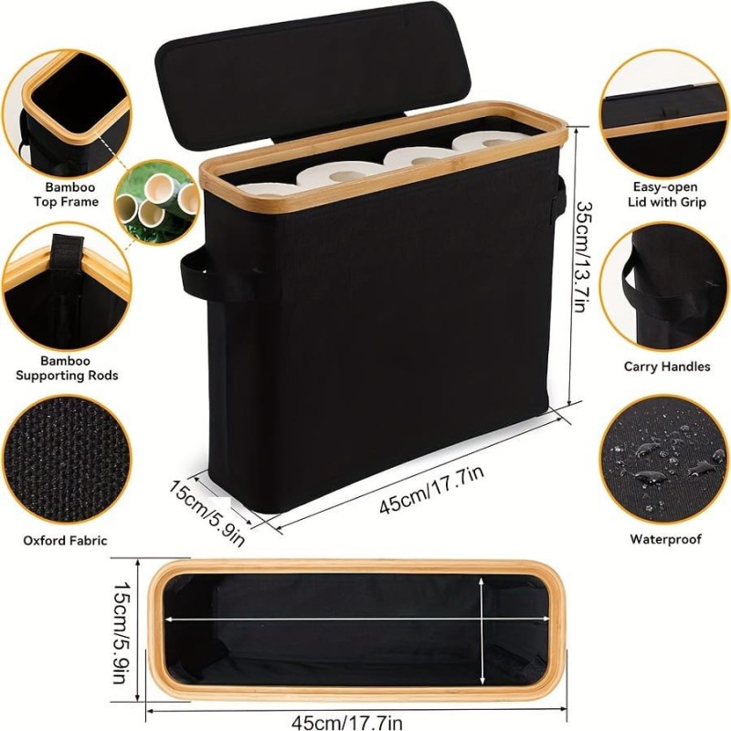 Slim Bathroom Storage Cabinet with Bamboo Lid 4 of 5