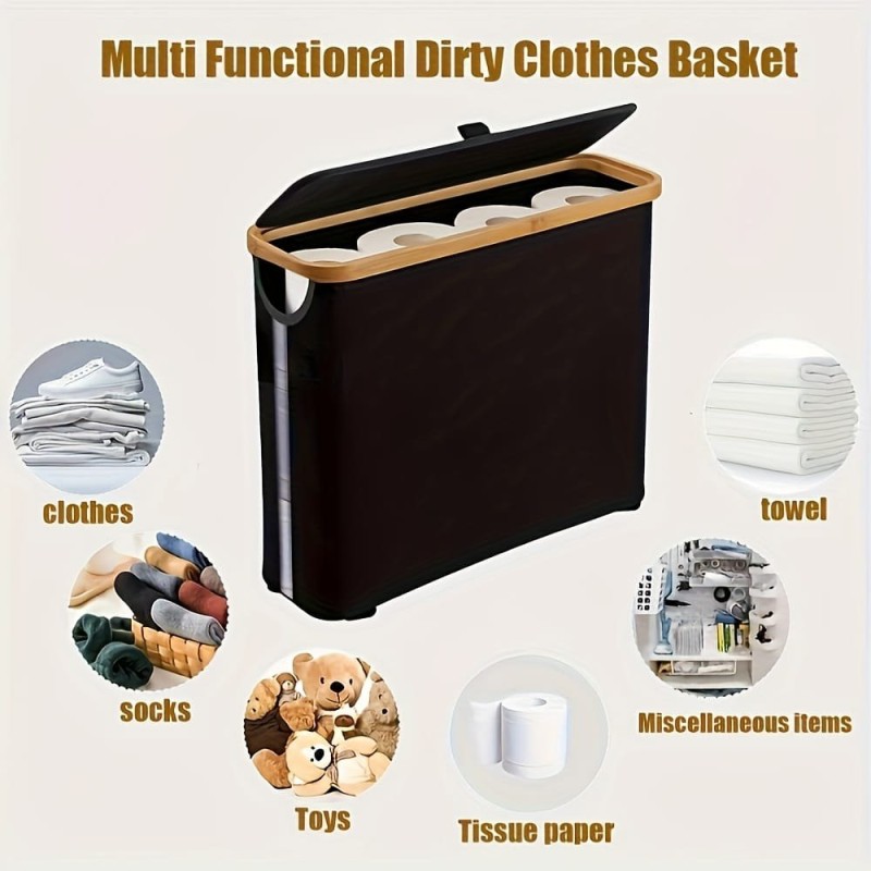 Slim Bathroom Storage Cabinet with Bamboo Lid 5 of 5