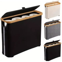 Slim Bathroom Storage Cabinet with Bamboo Lid Slim Bathroom Storage Cabinet with Bamboo Lid