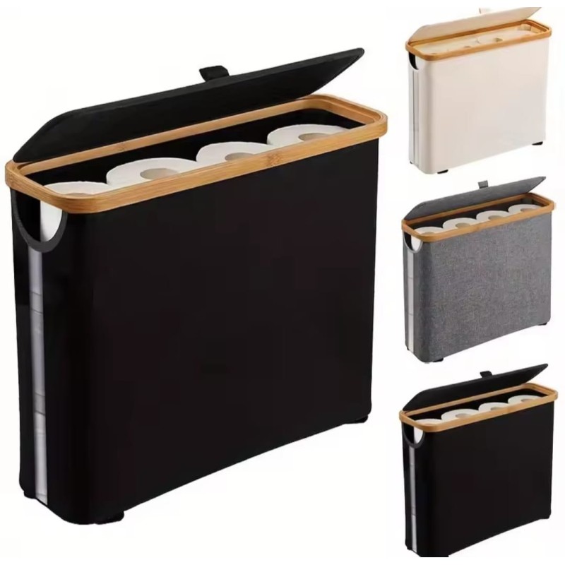 Slim Bathroom Storage Cabinet with Bamboo Lid
