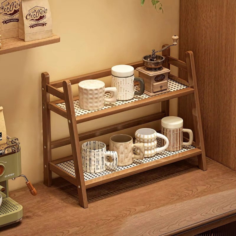 Wicker-Style Bamboo Countertop Storage Rack 3 of 4