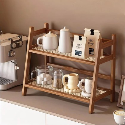 Wicker-Style Bamboo Countertop Storage Rack Wicker-Style Bamboo Countertop Storage Rack
