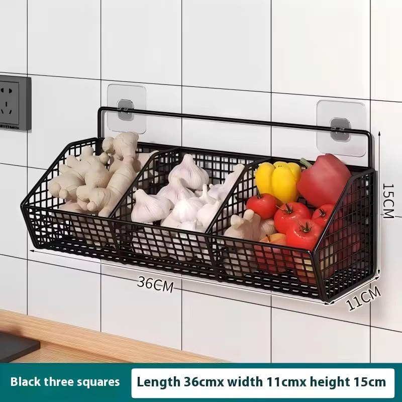Wall mounted mesh kitchen storage rack 4 of 4