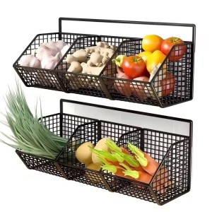 Wall mounted mesh kitchen storage rack