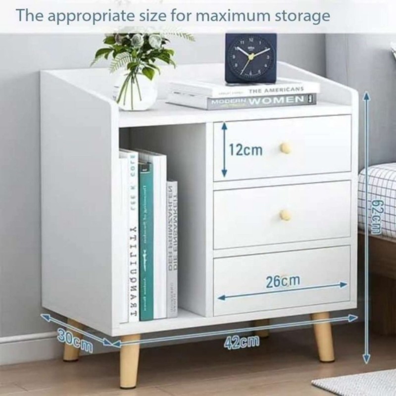 Modern white nightstand/bedside 2 of 3