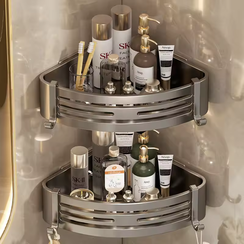 Corner Bathroom Organizer Rack Double Layer 10 of 11
