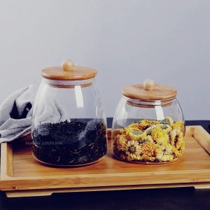 Glass Candy/Spice Jar with Bamboo Lid