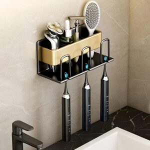 Metallic Wall-Mounted Toothbrush/Paste Holder