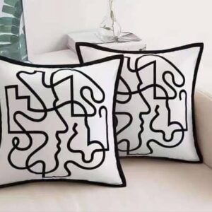Modern Abstract Black and White Throw Pillow Cover